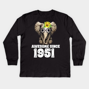 Awesome since 1951 69 Years Old Bday Gift 69th Birthday Kids Long Sleeve T-Shirt